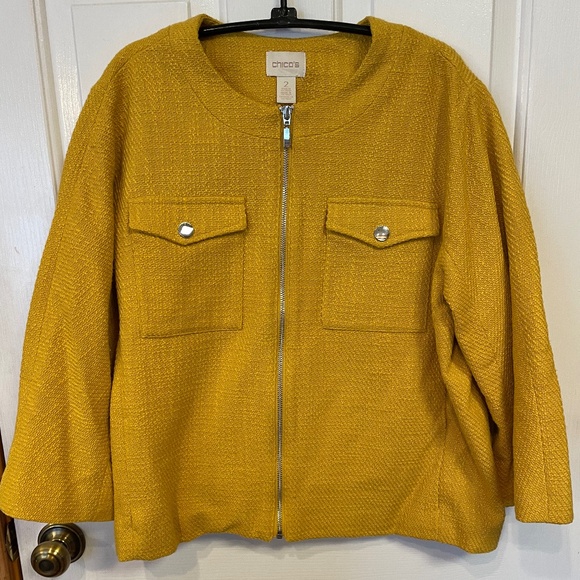 Chico’s  Mustard Yellow Tweed Jacket - Picture 1 of 6
